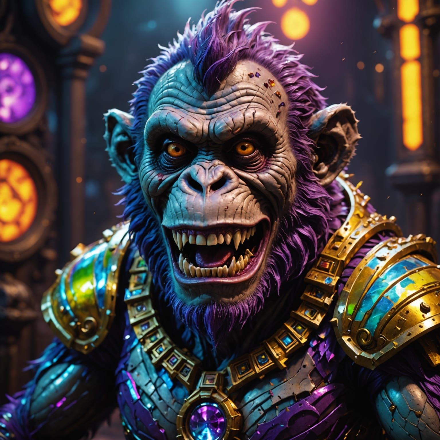 Holographic Zombie Monkey Clown Laser Sculpture in 8K