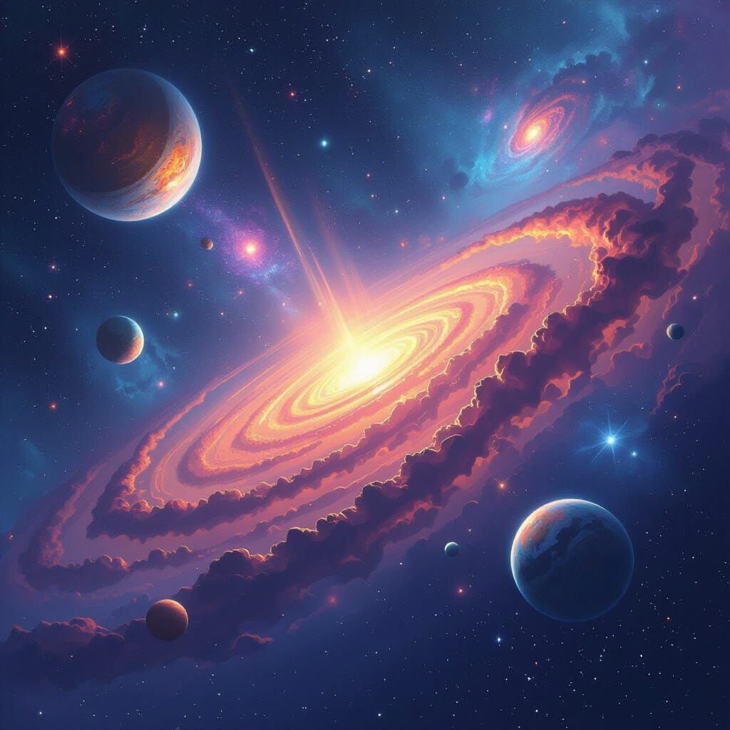 Vibrant Cosmic Universe Digital Painting