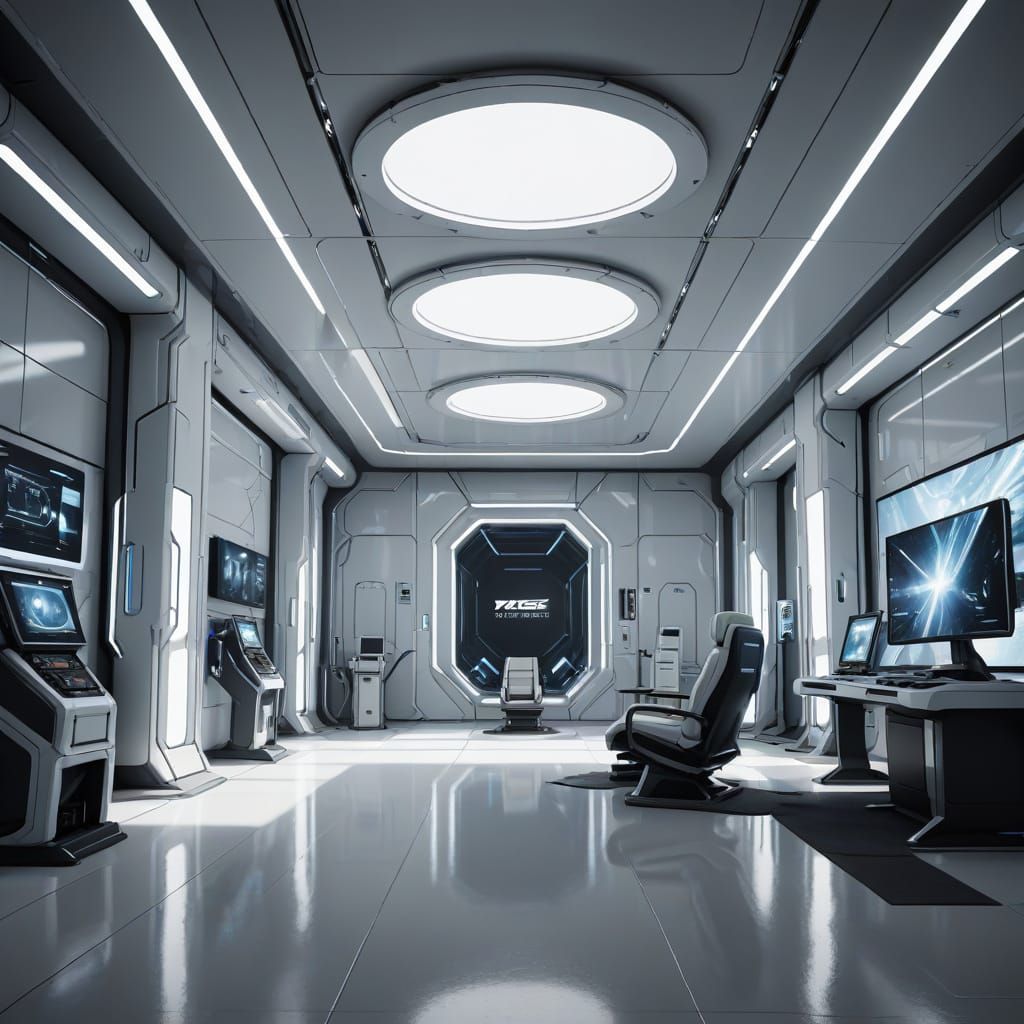 Futuristic White Room Concept Art in Minimalist Design