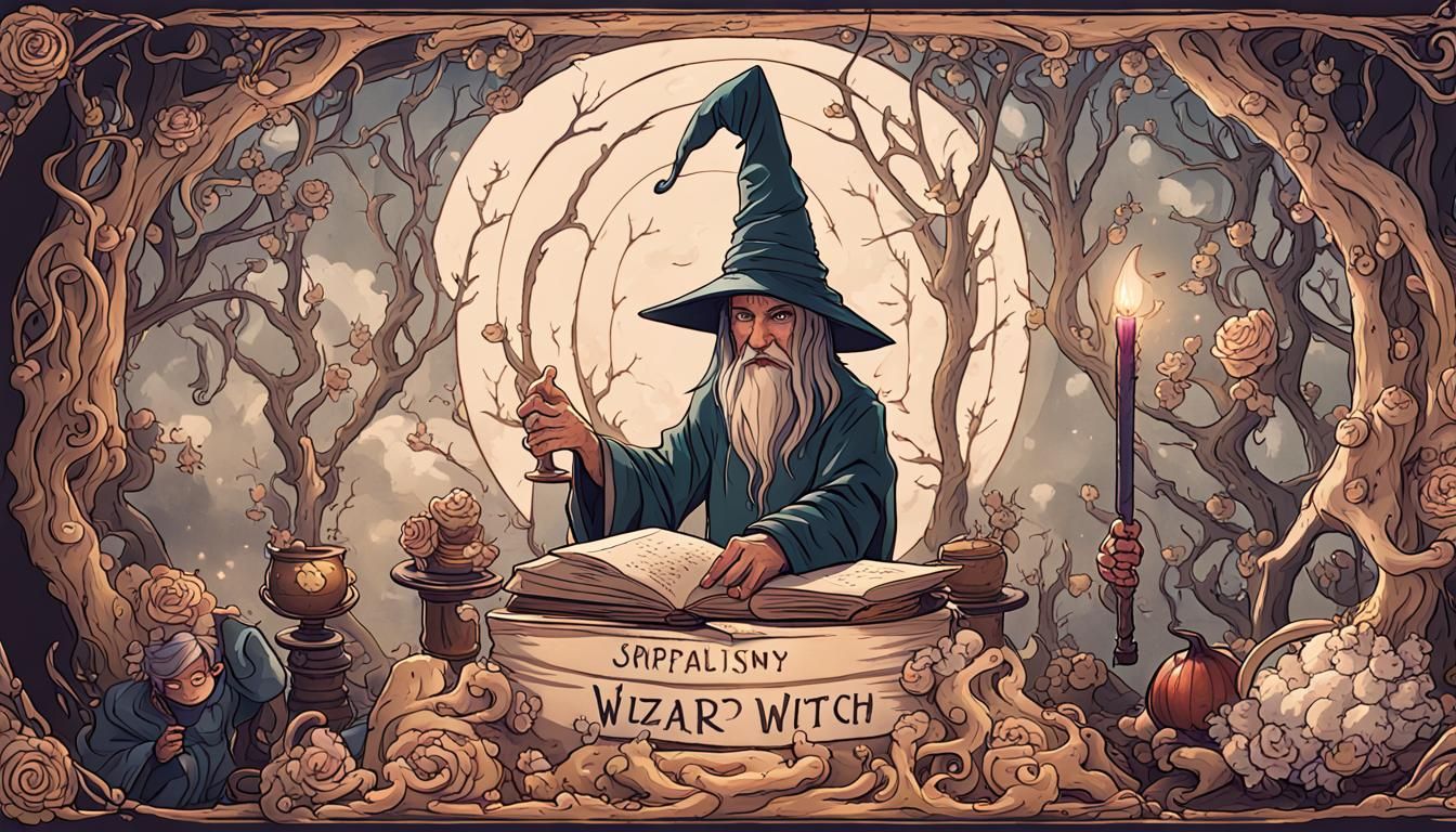 Enchanting Witch and Wizard Casting Spells