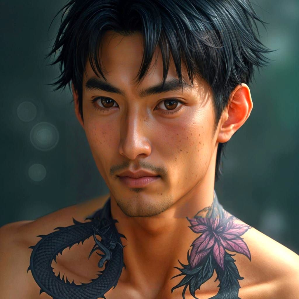 Hyper-Realistic Portrait of a Dashing Asian Man