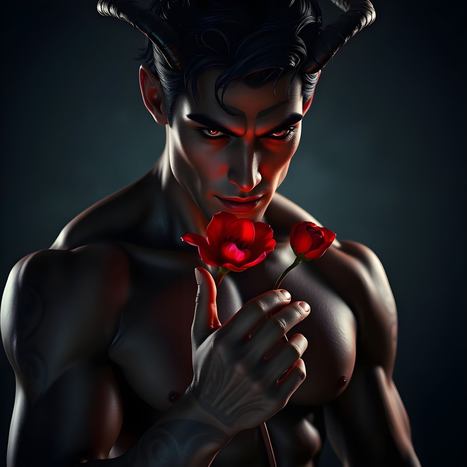 Sultry Incubus Embodies Dark Fantasy in Ultra-Realistic Digi...