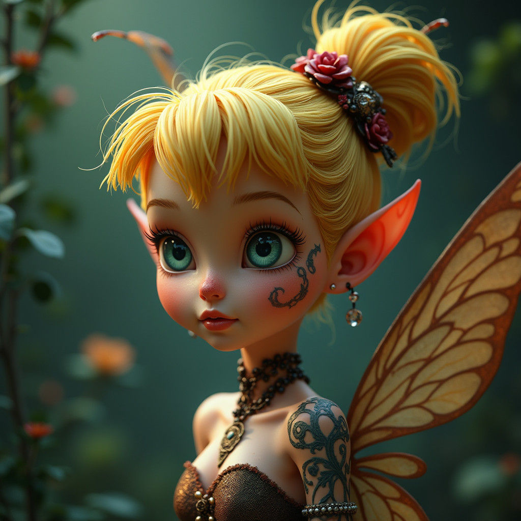 Gothic Tinkerbell with Tattoos in 3D