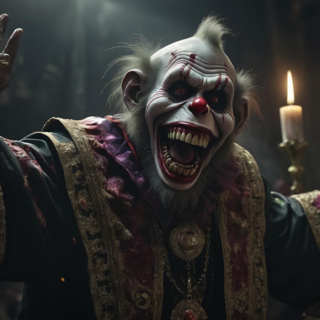 Zombie Monkey Clown Priest Exorcism: Digital Matte Painting