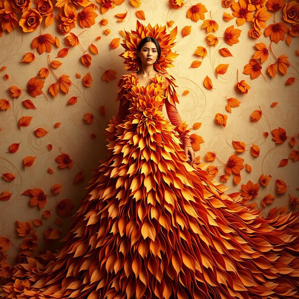 Autumn Paper Gown: Ethereal Haute Couture