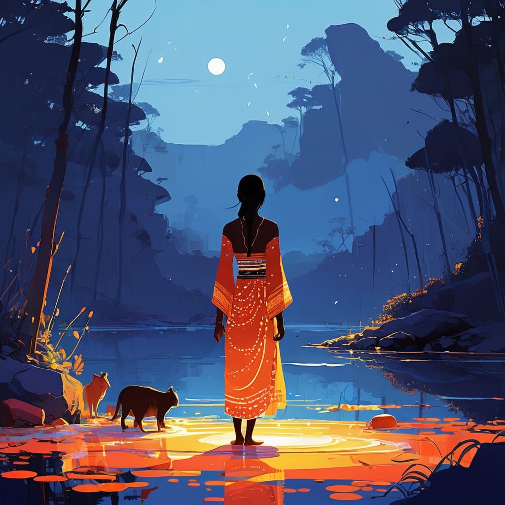 Spiritual Journey Concept Art with Aboriginal Dot Art Style