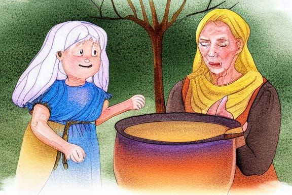 Grandmother Witch Teaches Granddaughter: Storybook Illustrat...