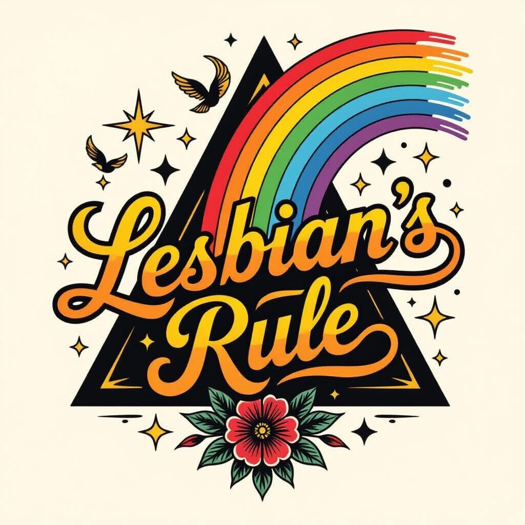 Rainbow Tattoo Art: Black Triangle With Bold Message