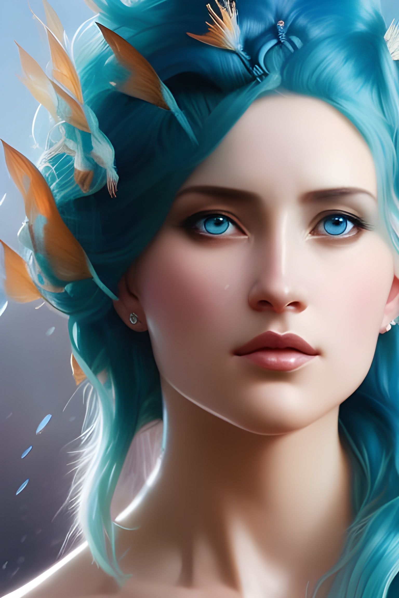 Ocean Siren Portrait in Hyperdetailed Style