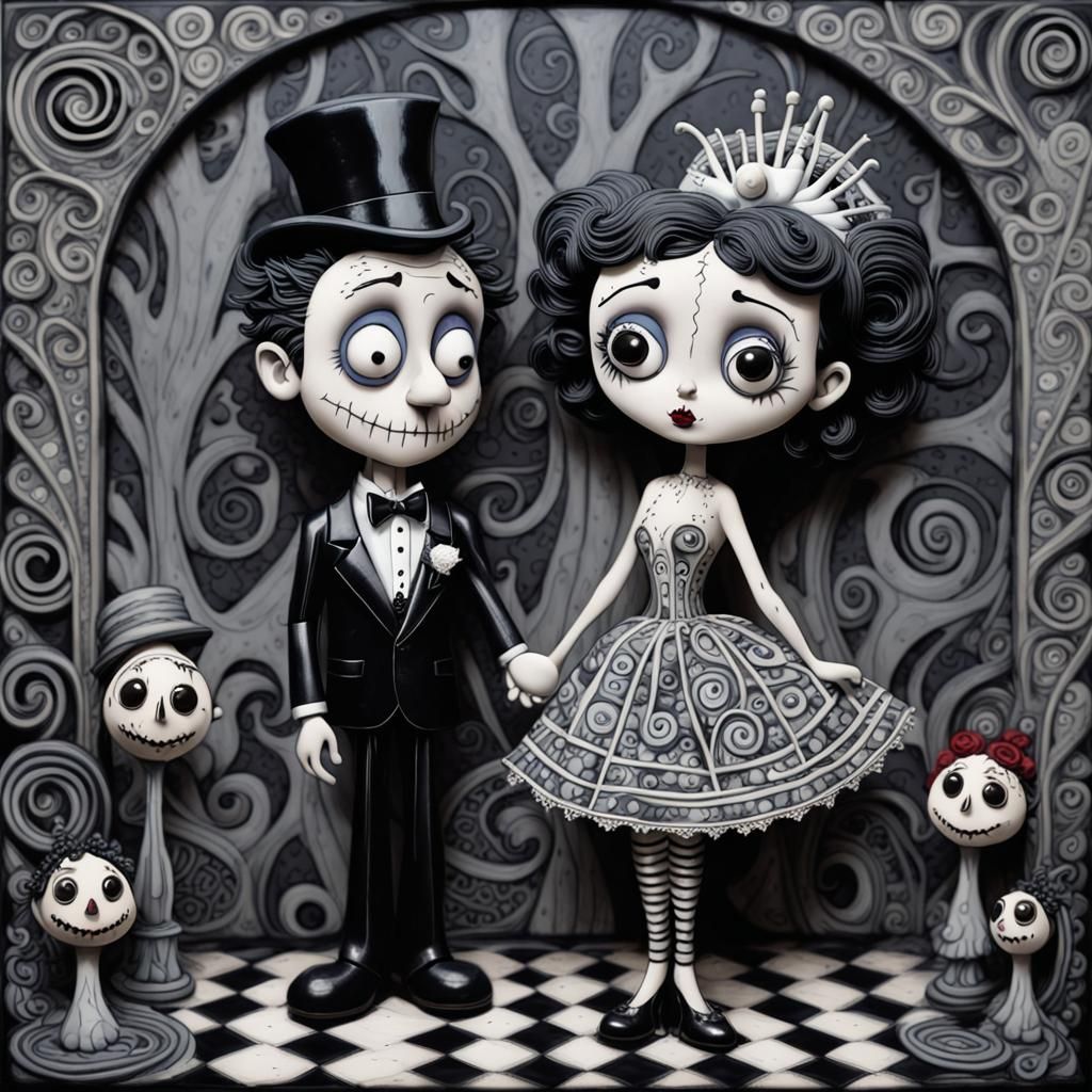 Betty Boop and Beetlejuice Wedding in Burton Style