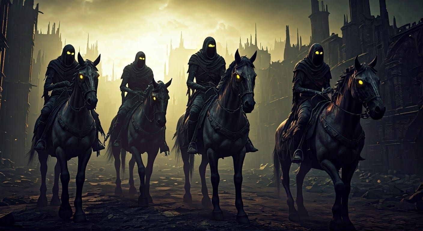 The Four Horsemen in Dark Fantasy Style