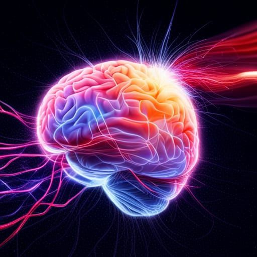 Detailed 3D Brain Floating in Night Sky