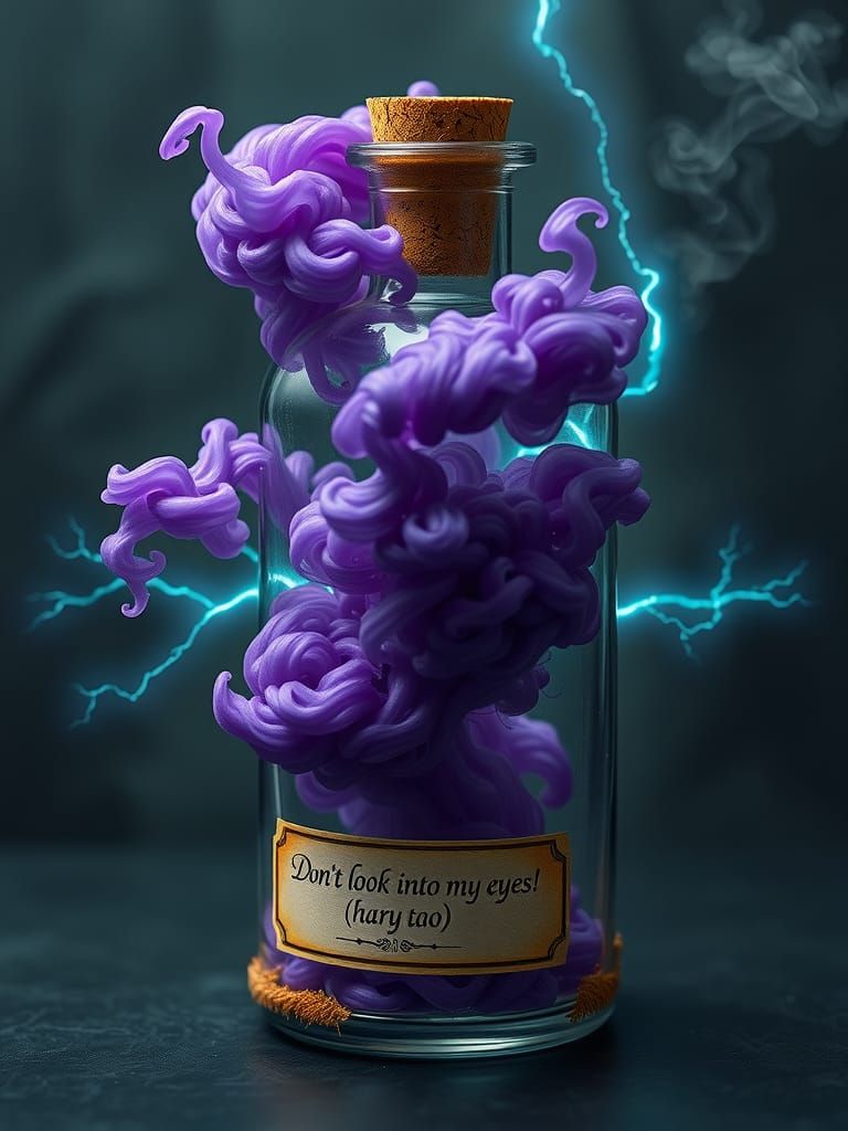 Specimen Bottle with Smoky Entity: Hyperrealistic Digital Ar...