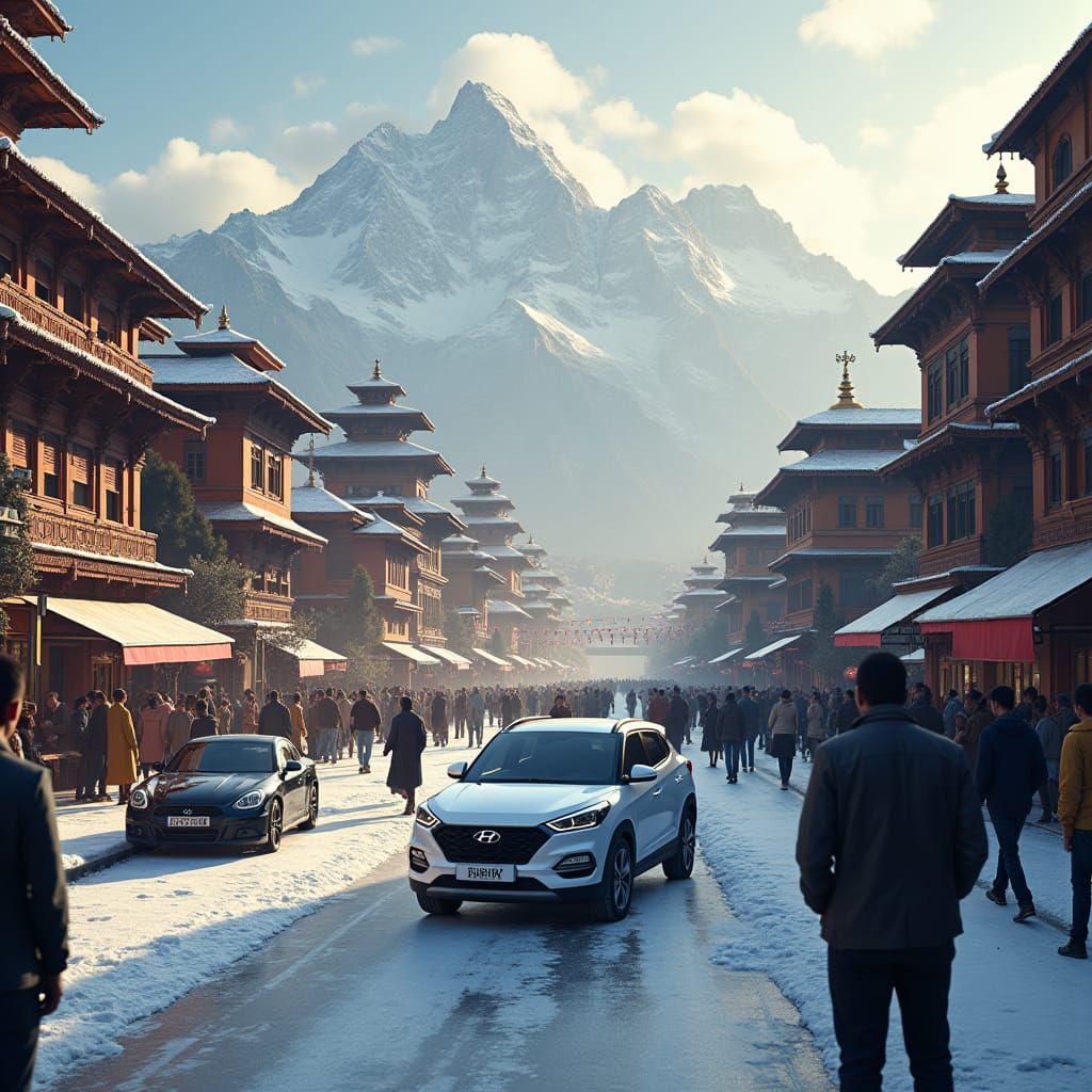 Kathmandu's Floating Square: Hyundai Creta on Iceberg