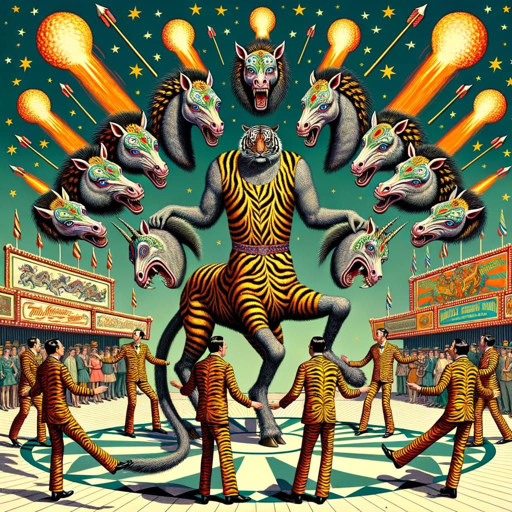 Psychedelic Celestial Dance Amidst Cosmic Chaos