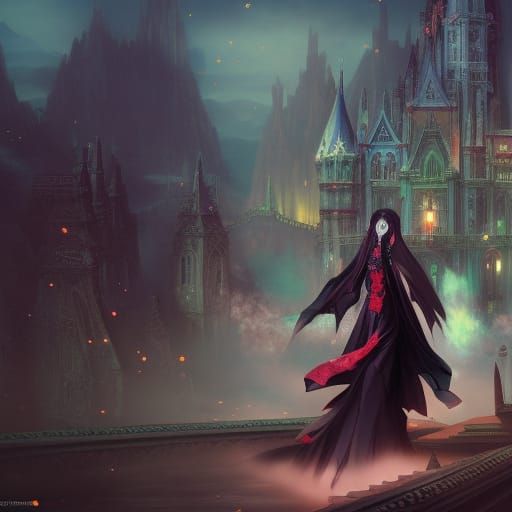 Anime Vampire Frog in Gothic Castle