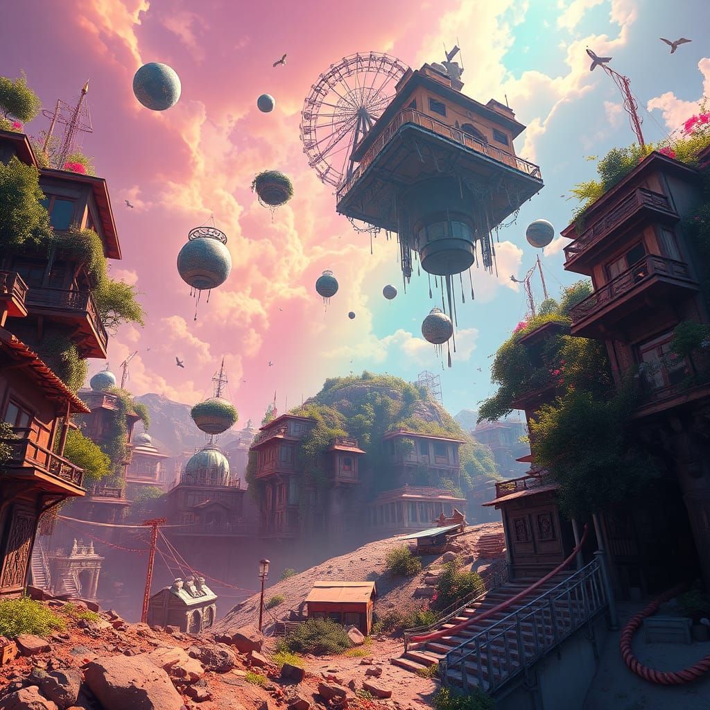 Gravity-Free Earth: A Dreamlike 8K Matte Painting
