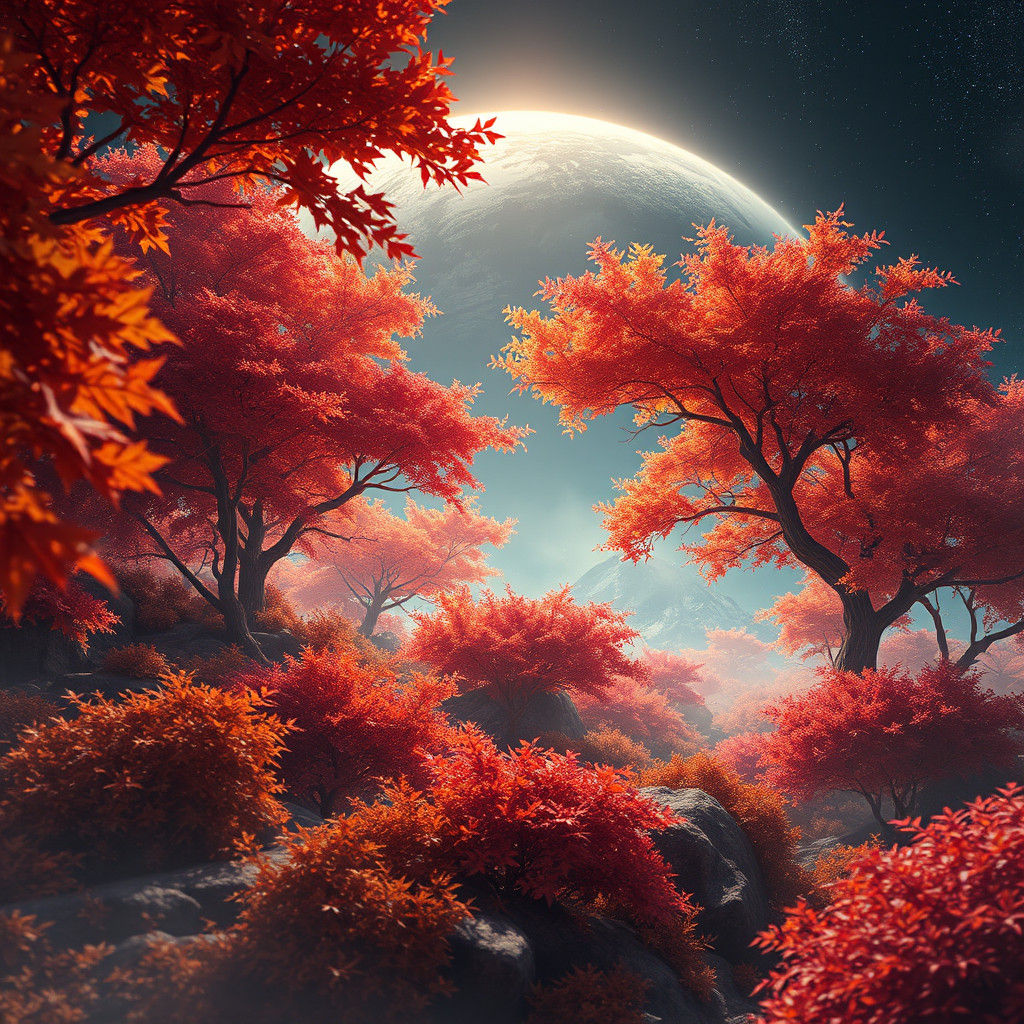 Ethereal Alien Landscape with Autumnal Colors