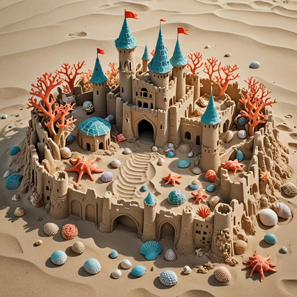 Seashell Sandcastle Kingdom of Tiny Crabs