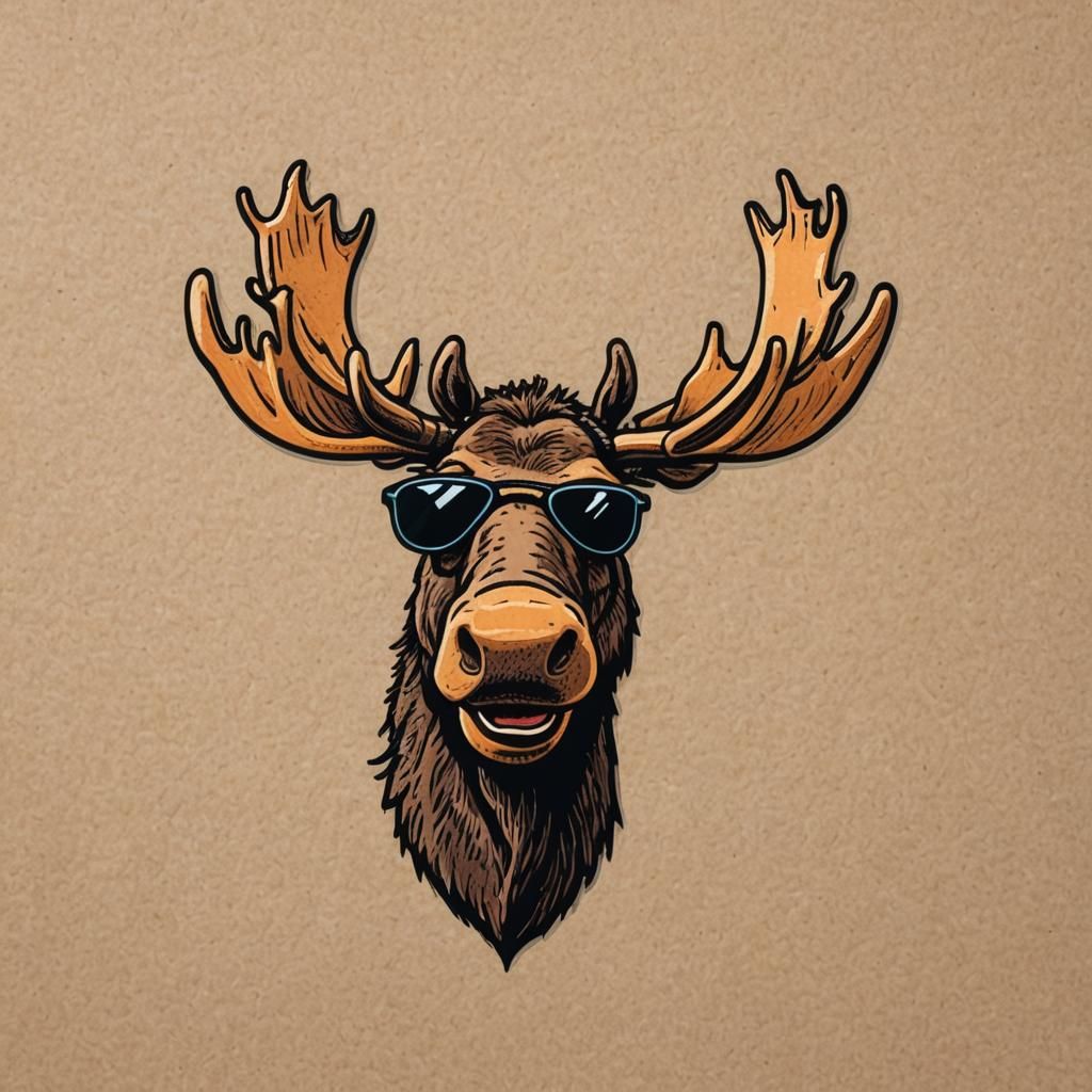 Cartoon Moose Head with Sunglasses Clip Art