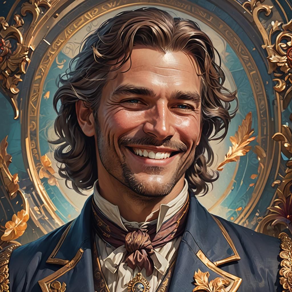 Handsome Colonial Man Smiling: Detailed Portrait