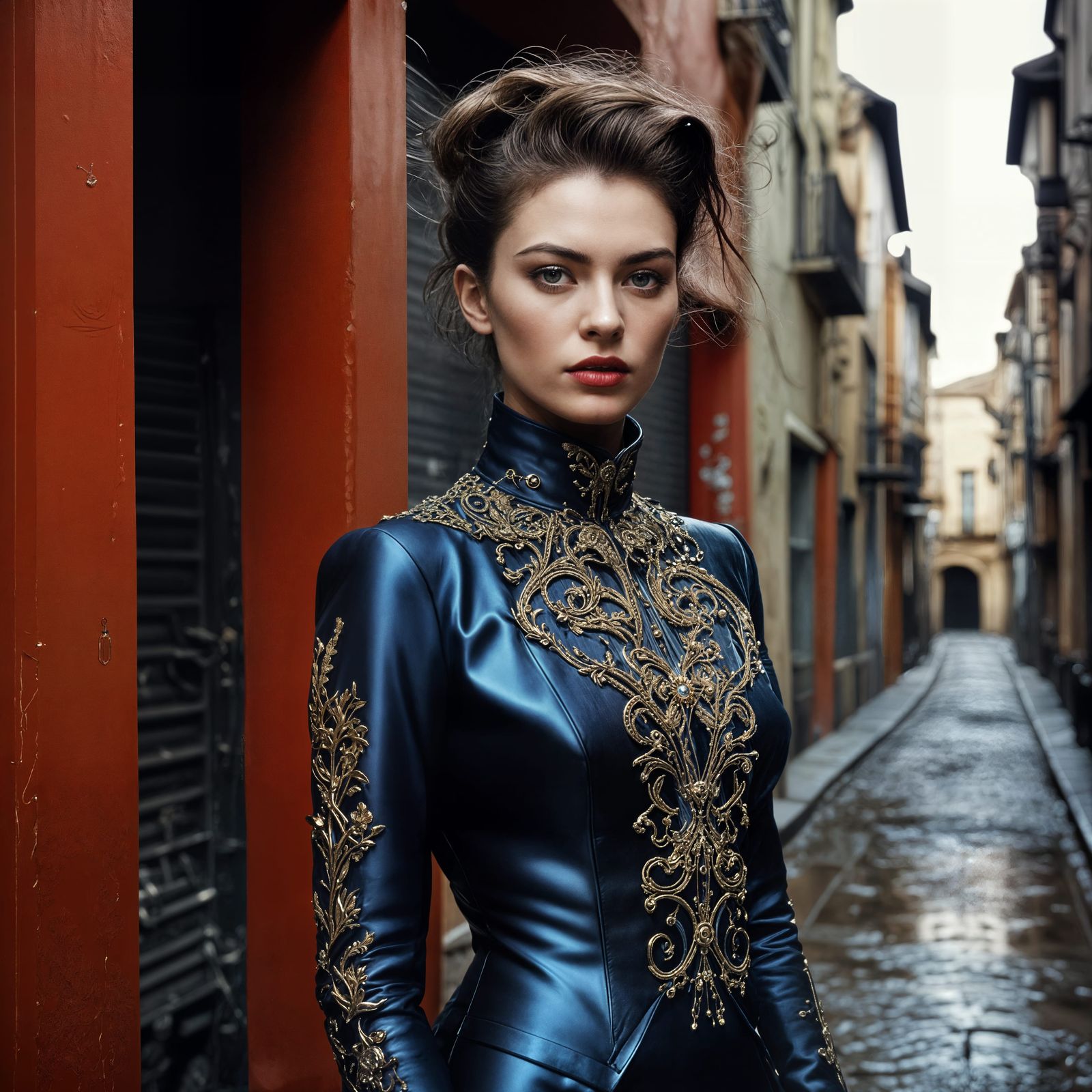 Elegant Hyperrealistic Portrait in a Dystopian Dream