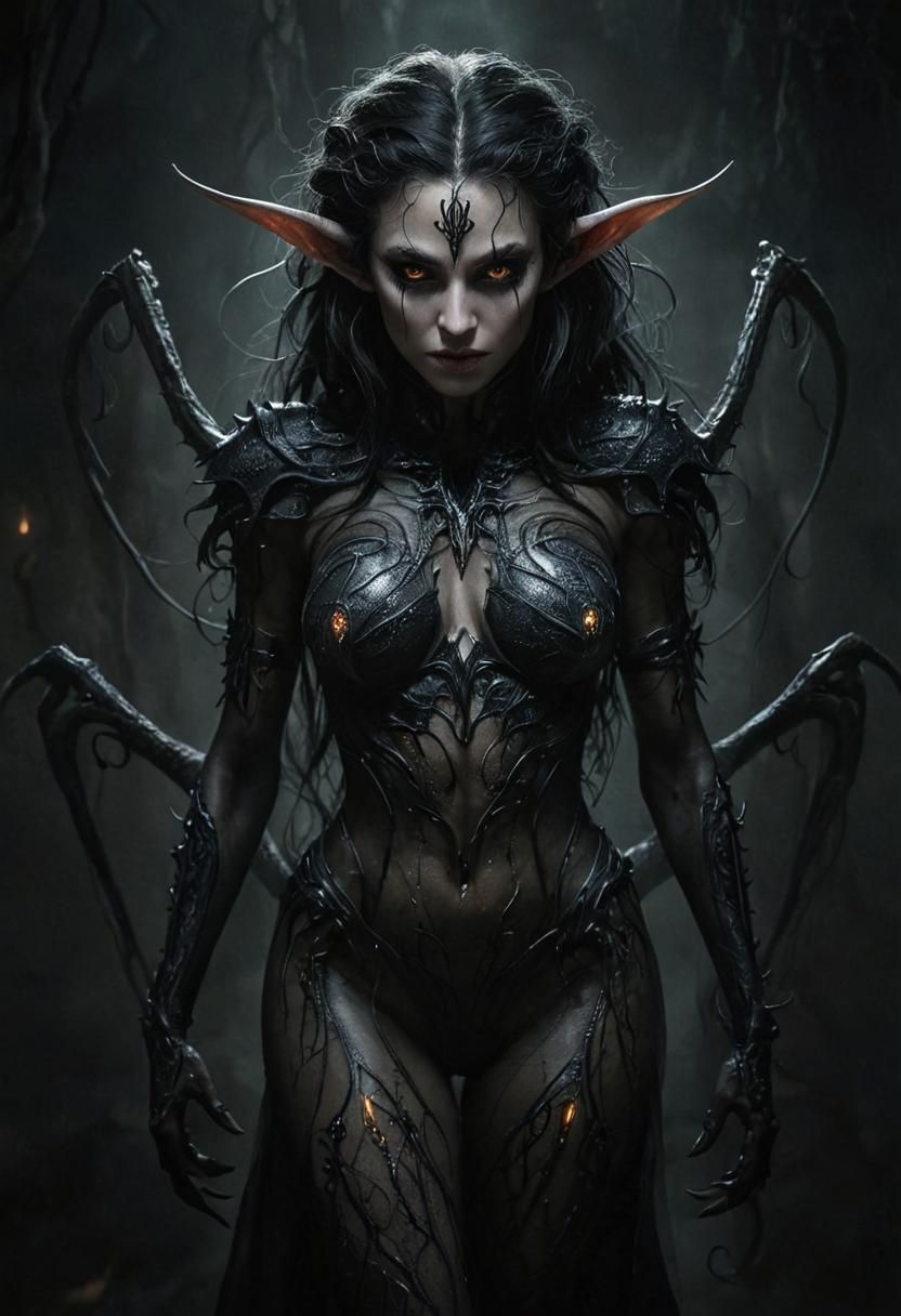 Eldritch Elf Woman in Dark Fantasy Style