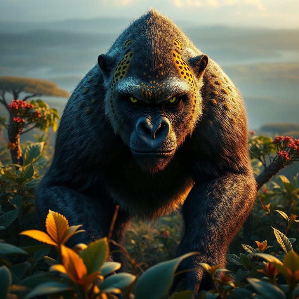 Majestic Savannah Hybrid: Gorilla-Cheetah Fusion