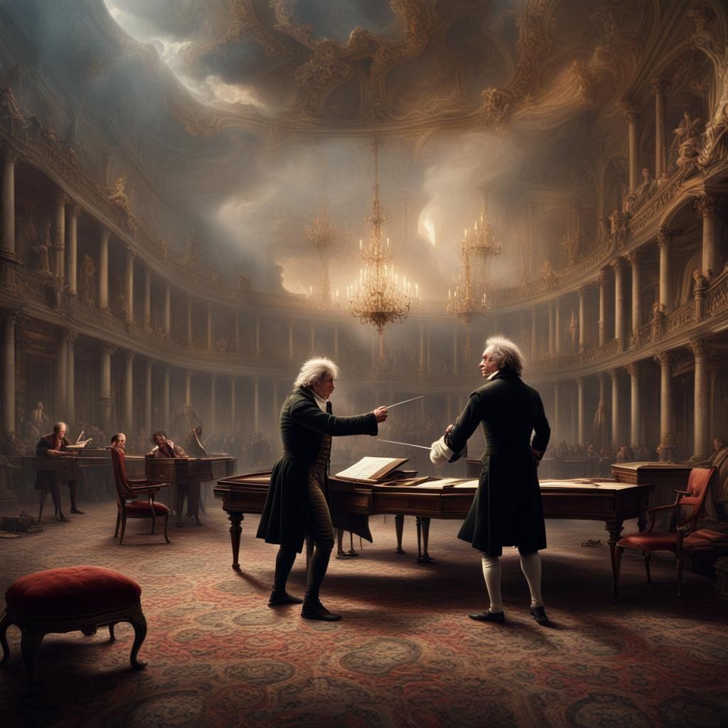 Epic Duel: Beethoven vs Mozart, Digital Painting
