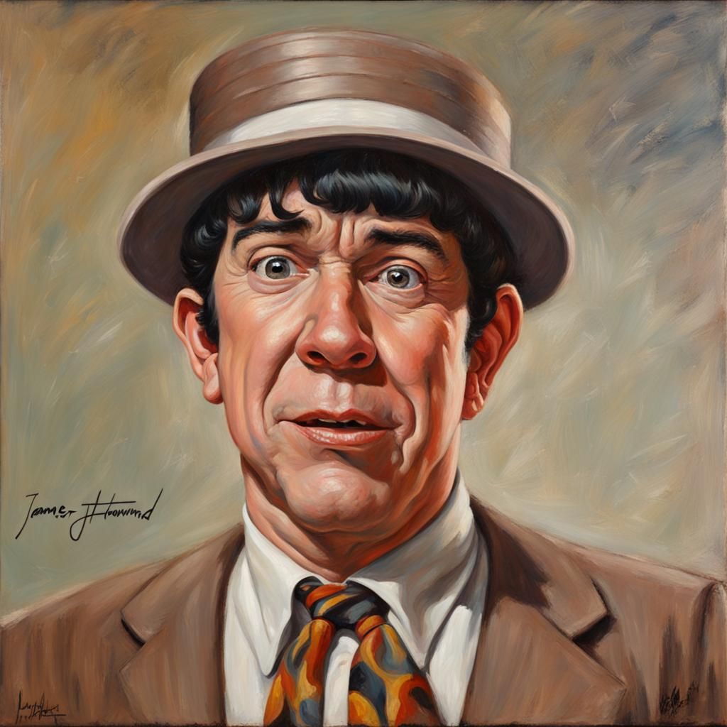Moe Howard Portrait in Representational Realism Style