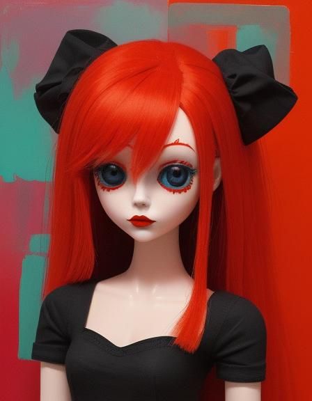 Red Doll Abstract Art in Complementary Colors