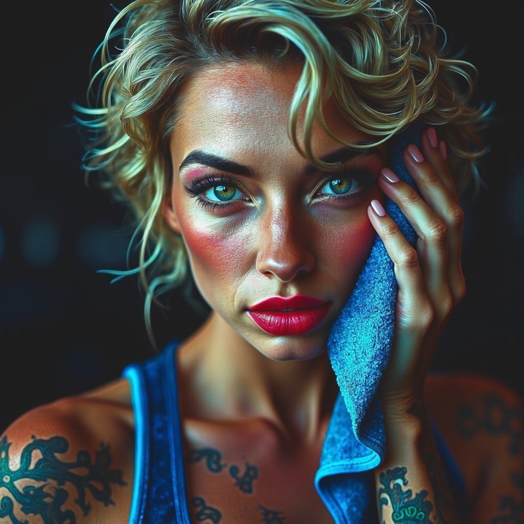 Hyperrealistic Woman and Man in Neon Airbrush Style