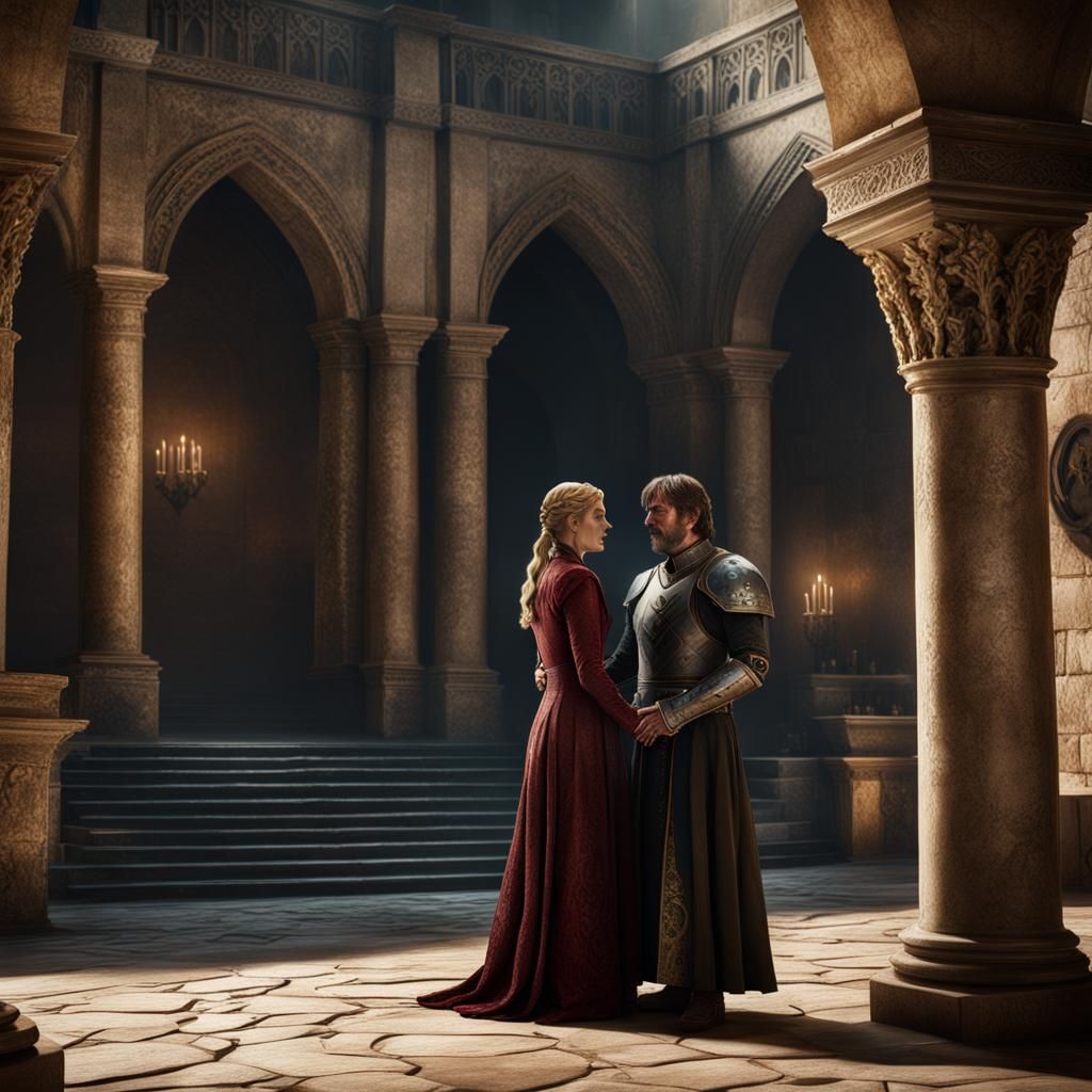 Cersei and Jaime Lannister Embrace: Fantasy Concept Art