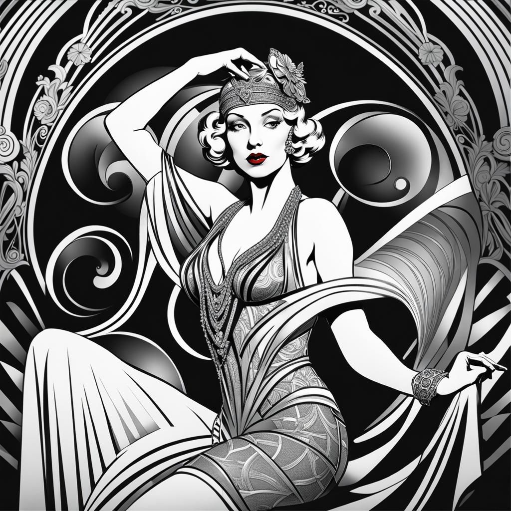 line art - 1930s cabaret dancer