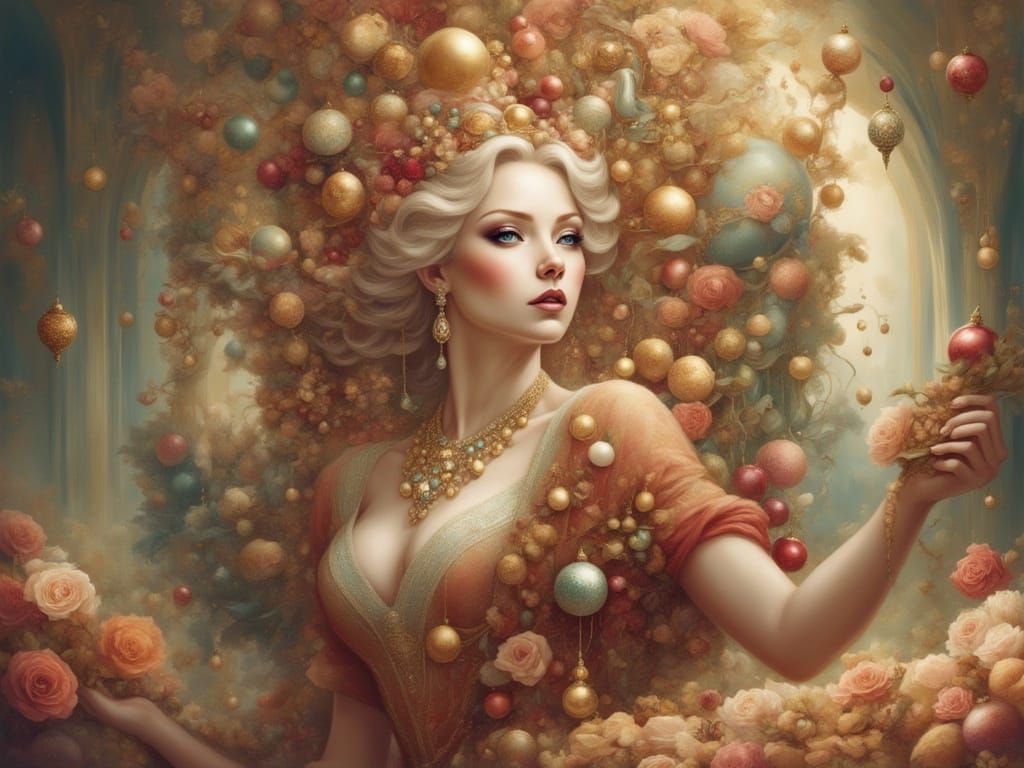 Mrs. Claus with Toy & Cookie Adorned Hair