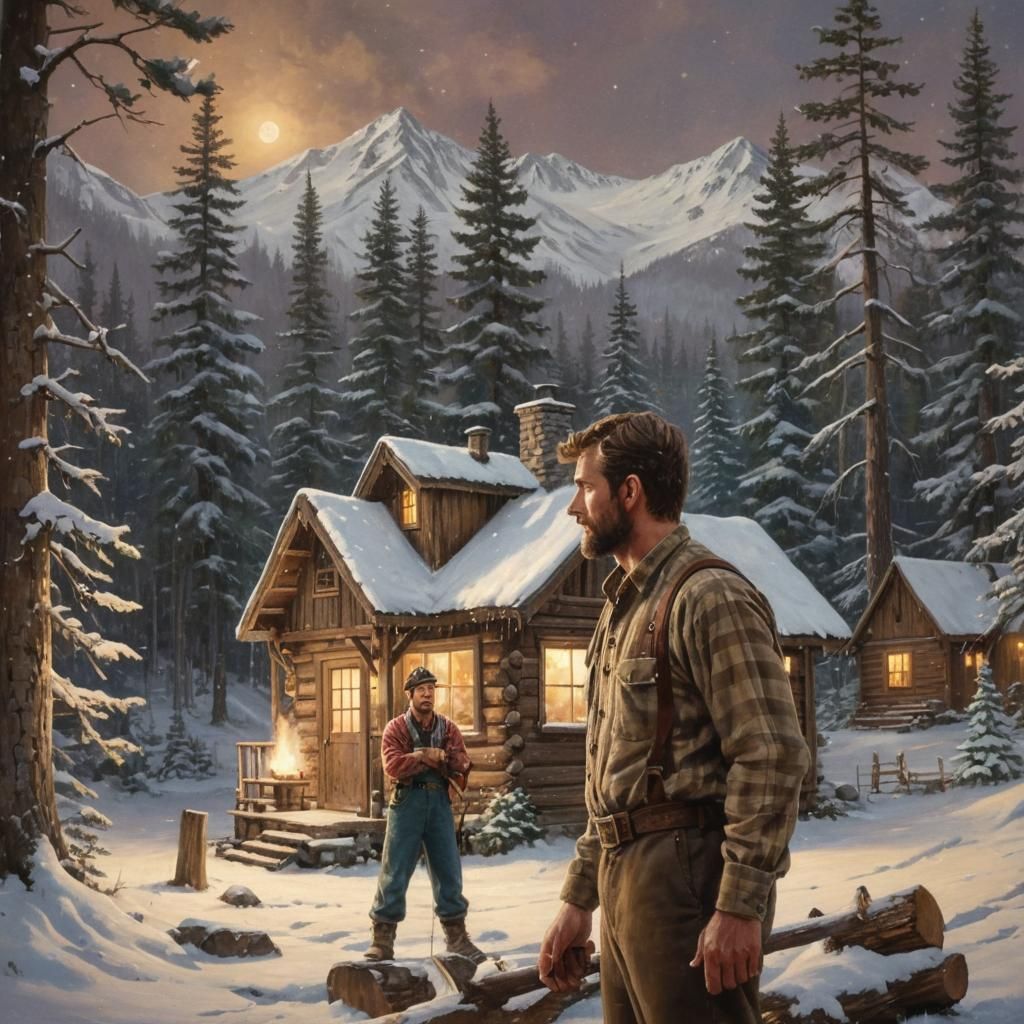 Lumberjack's Cozy Shack in Folk Art Style