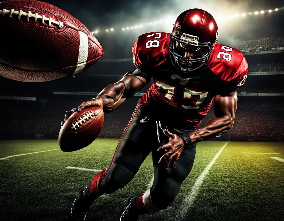 Zombie Football Player Throwing Ball in Horror Style