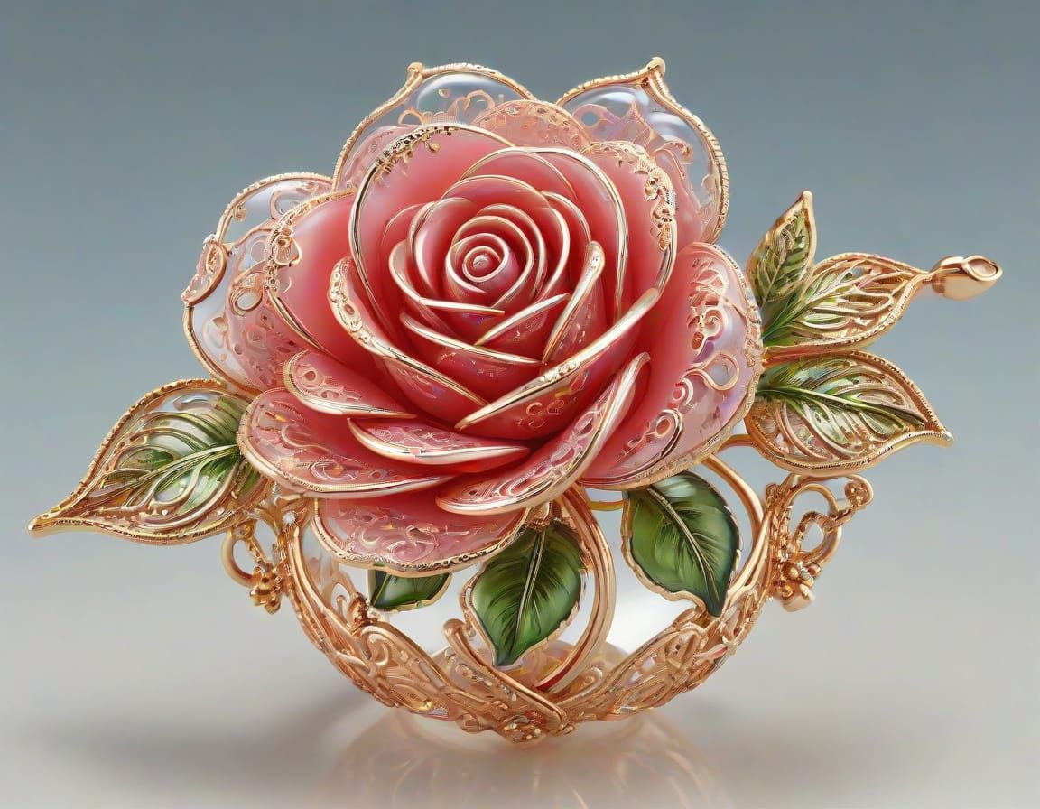 Surreal Glass Filigree Rose in Luxurious Style