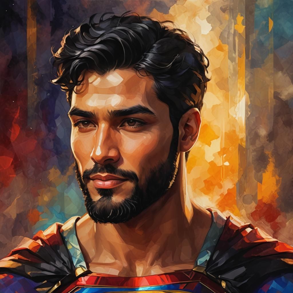 Art Nouveau Superman Portrait in Heaven