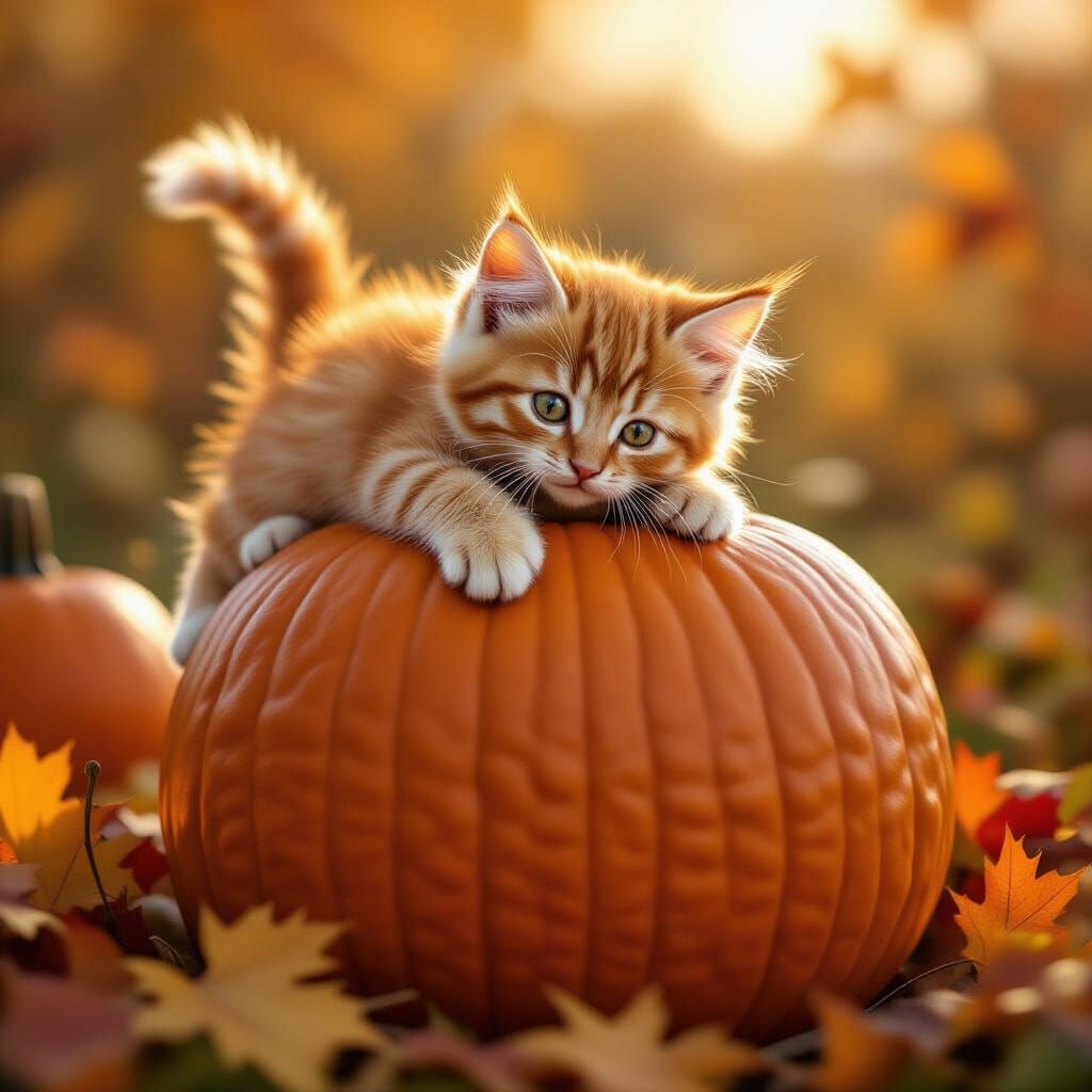 A realistic painting of a very mischievous ginger kitten cli...