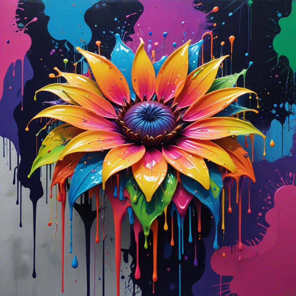 Psychedelic Geometric Graffiti Art in Neon Colors