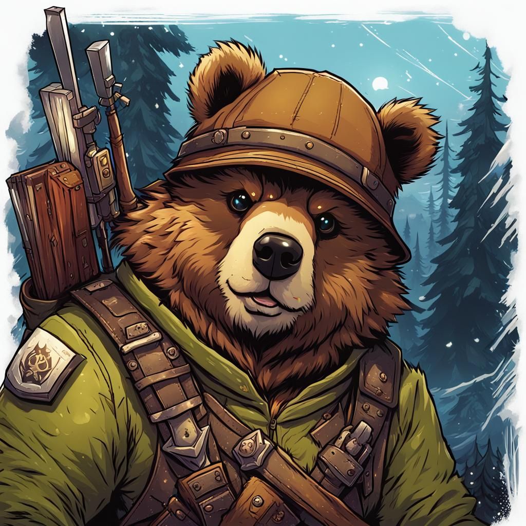 Furry Bear as D&D Ranger, Comic Book Art