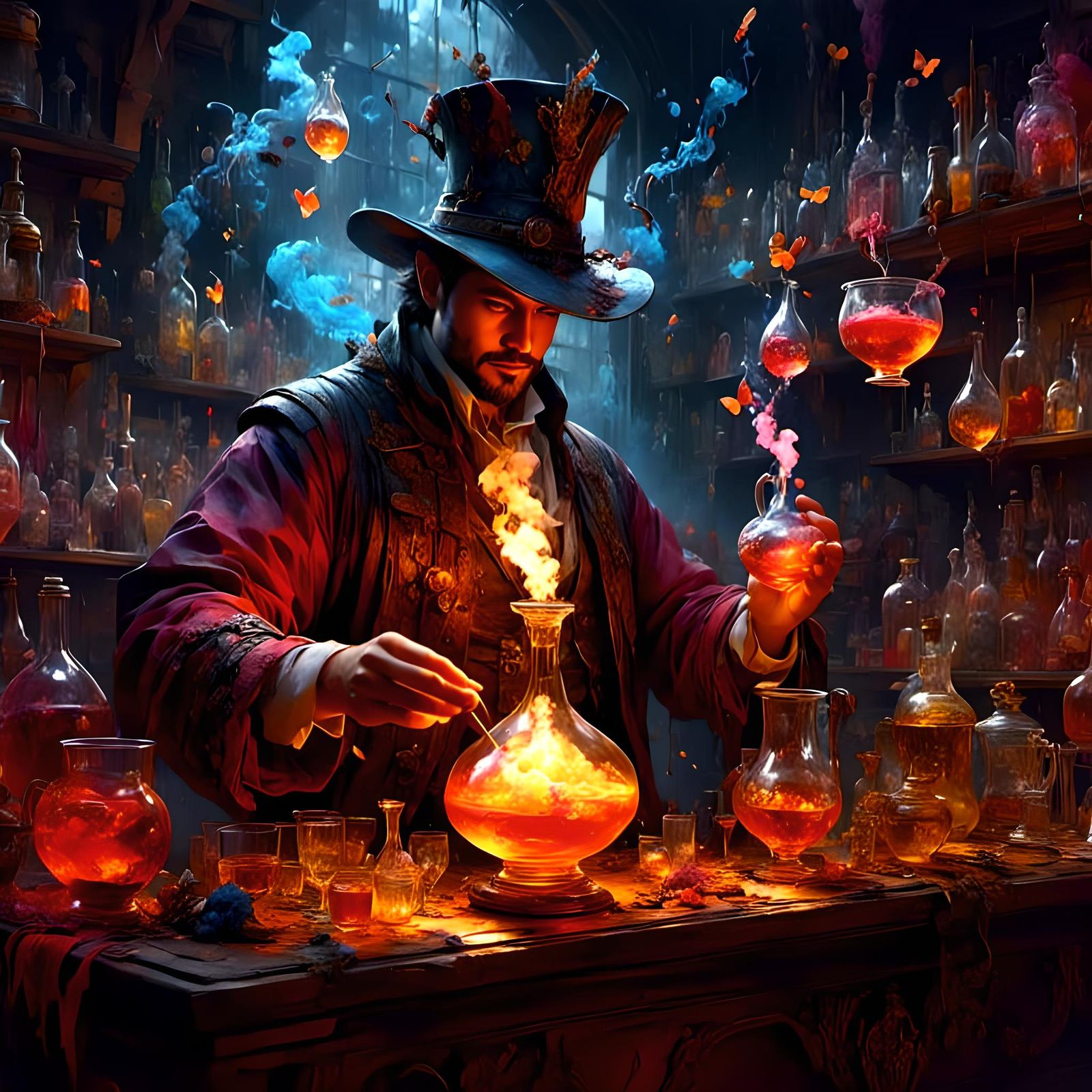 Magical Bartender Pours Potion in Diagon Alley