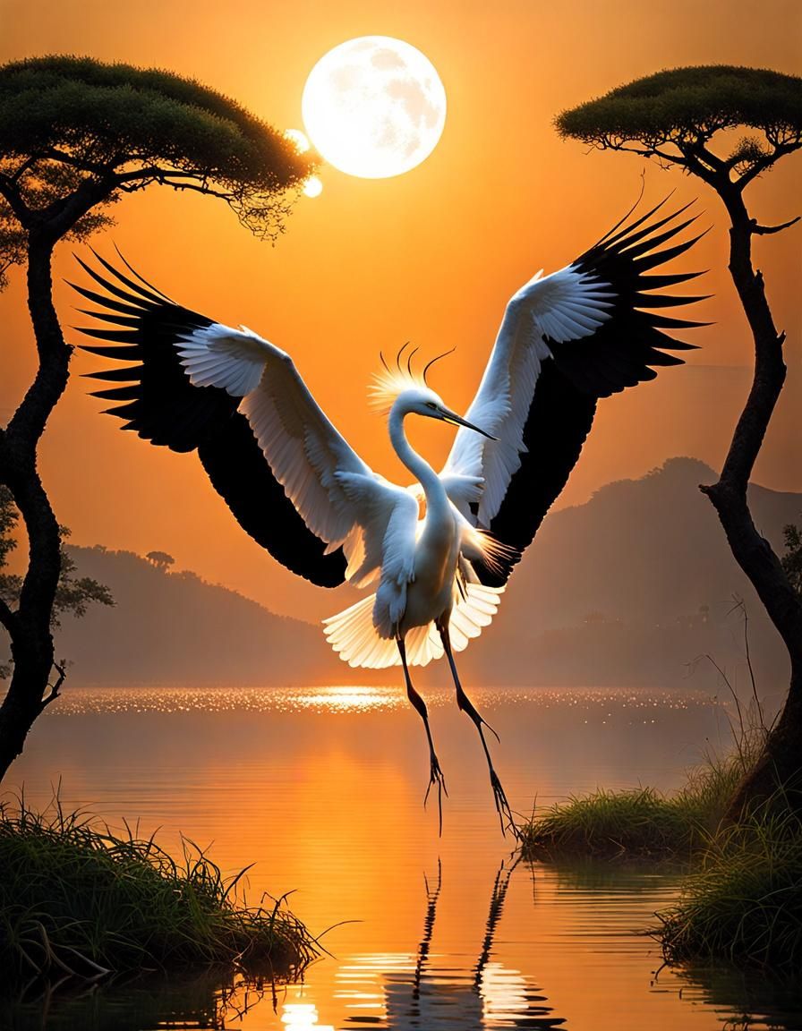 Electric Eclipses Explode Over Xanadu, Ethereal Painting