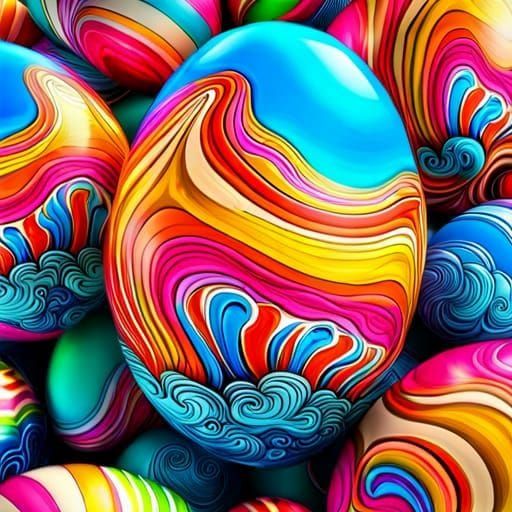 Graffiti Decorated Eggs in Candy Art Style