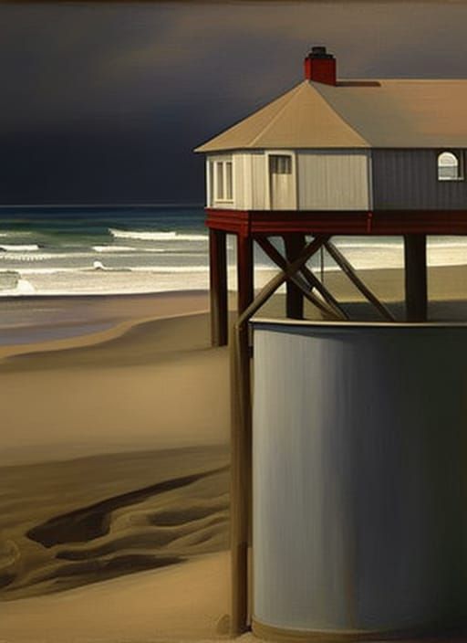 Hyperrealistic Beach Scene in Hopper Style