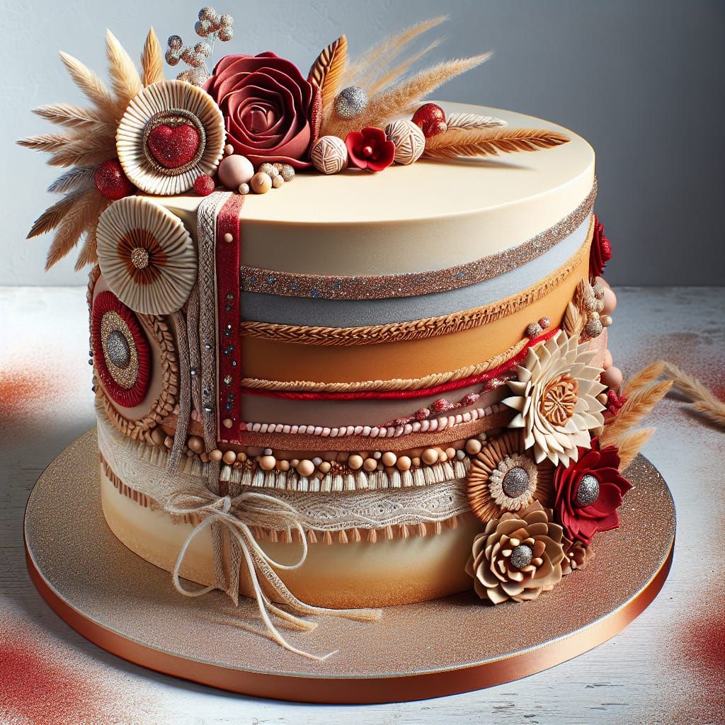 Boho Wedding Cake with Glitter Decorations