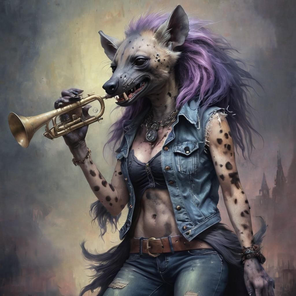 Hyena's Cursed Trumpet: A Bosch-Inspired Hellscape