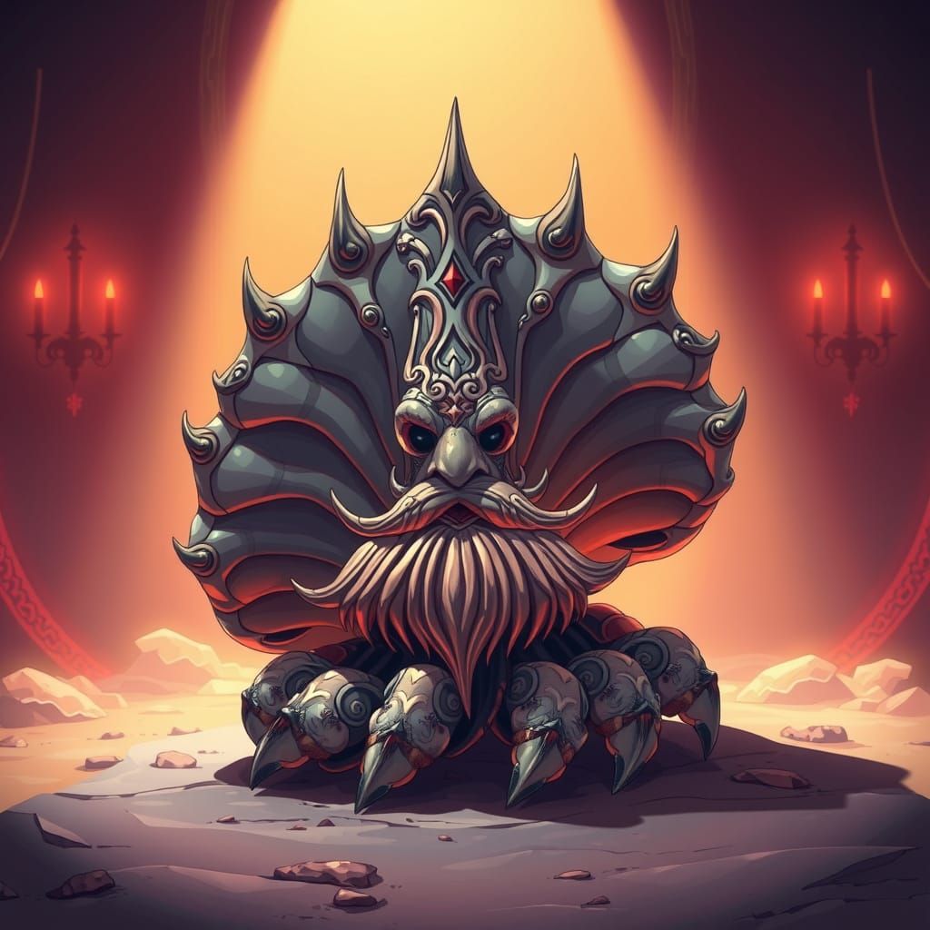 Regal Bearded Clam in Vibrant Manga Style