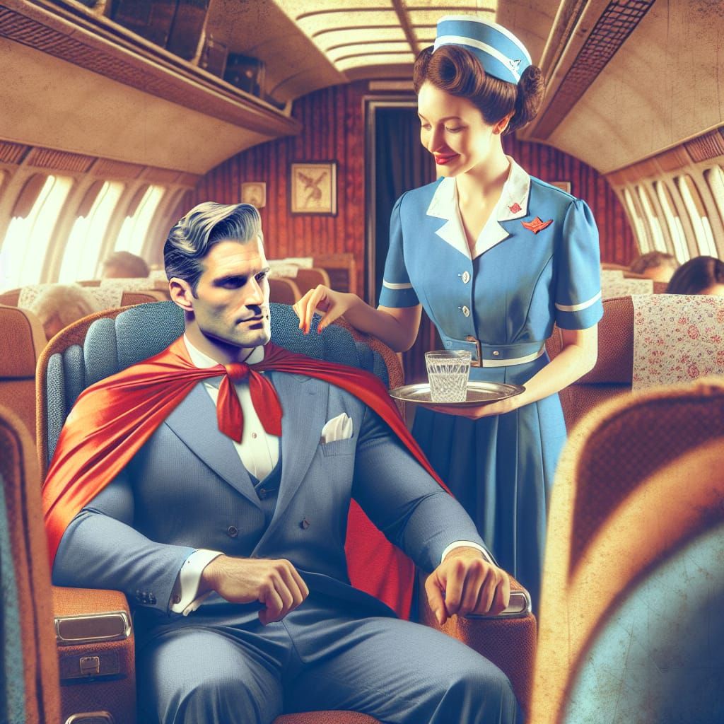 Superman on a TWA Flight in the 1950s